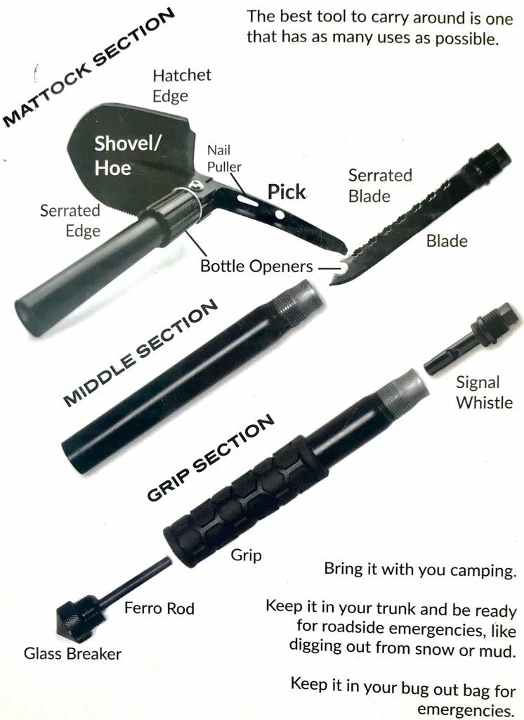 Good2GoCo Gear Deluxe 12-in-1 Folding Shovel Multifunction Survival Tool 4 Good2GoCo Gear Deluxe 12-in-1 Folding Shovel Multifunction Survival Tool