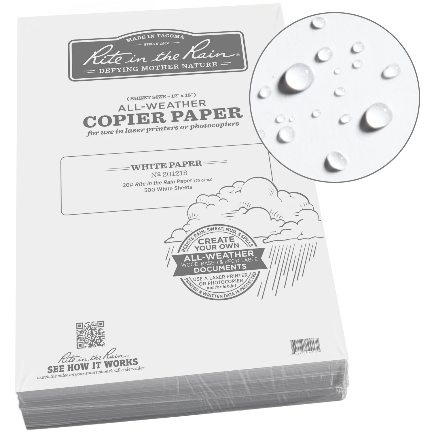 Rite In The Rain All-Weather Bulk Copier Paper 12 In. X 18 In. 500 Sheets - 20# Waterproof Notebooks 1 Rite In The Rain All-Weather Bulk Copier Paper 12 In. X 18 In. 500 Sheets - 20# Waterproof Notebooks