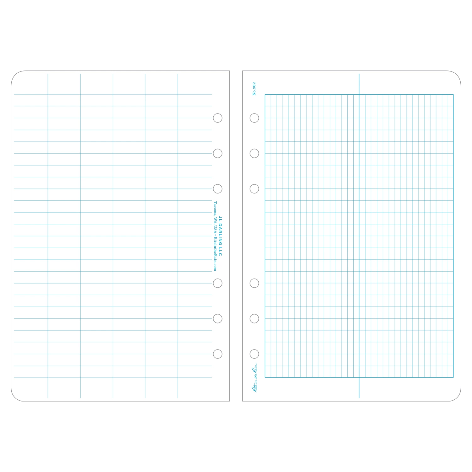 Waterproof Notebooks Rite In The Rain Weatherproof Loose Leaf Paper 4.625 In. X 7 In. 100 Pattern Sheets - 32# 2 Waterproof Notebooks Rite In The Rain Weatherproof Loose Leaf Paper 4.625 In. X 7 In. 100 Pattern Sheets - 32#