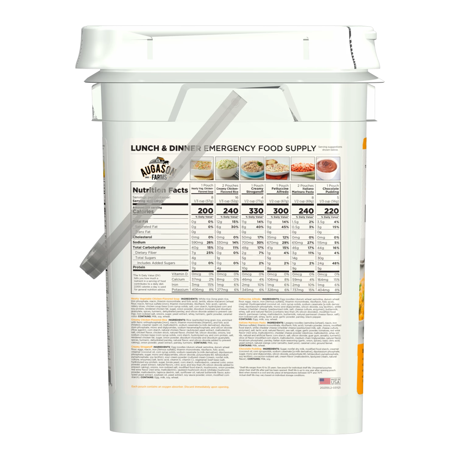 Augason Farms Emergency Food Supply Lunch & Dinner Pail 3 Augason Farms Emergency Food Supply Lunch & Dinner Pail