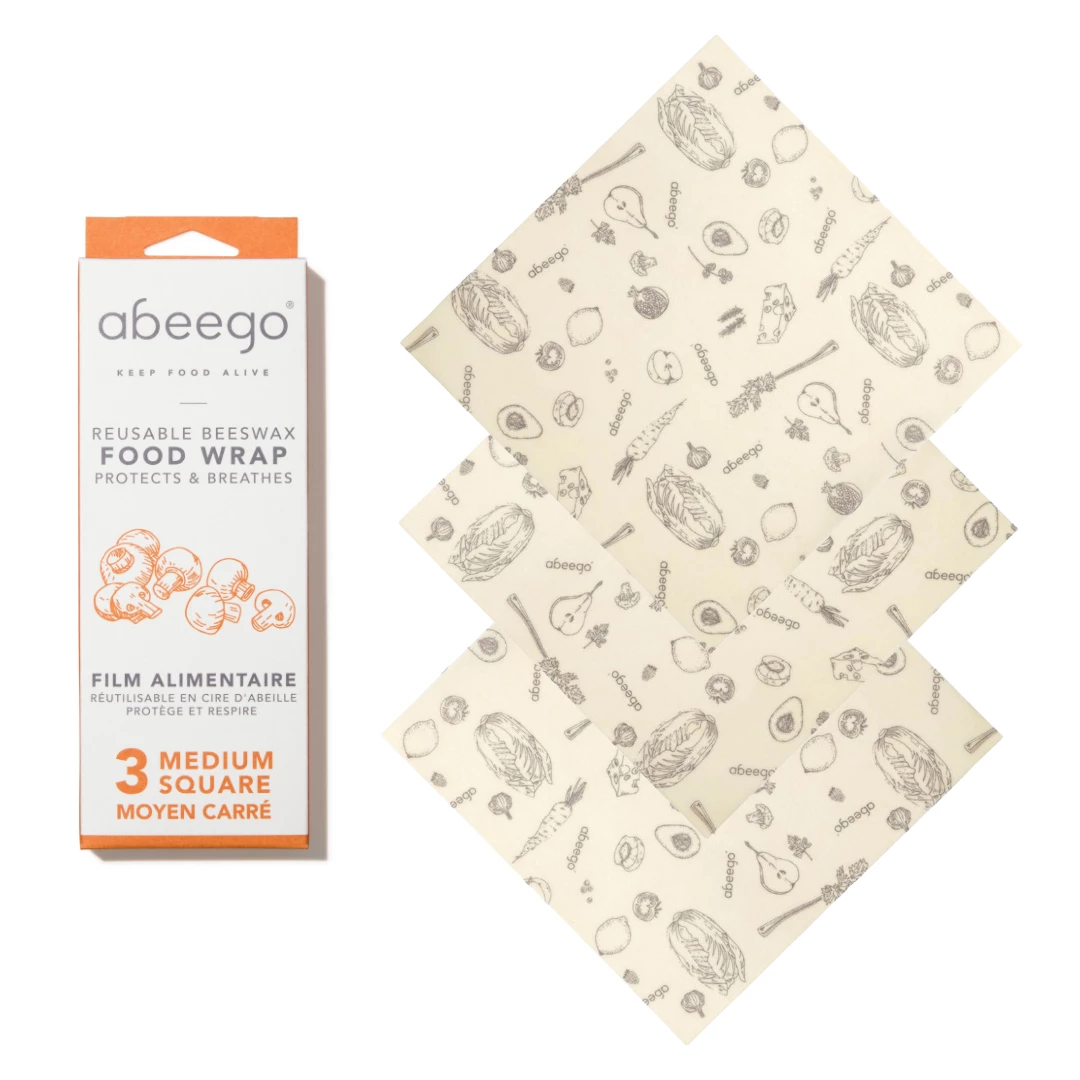 Abeego Reusable Beeswax Food Wraps - Square Food & Food Storage 7 Abeego Reusable Beeswax Food Wraps - Square Food & Food Storage
