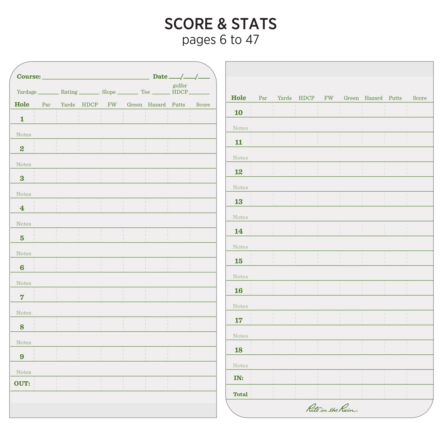 Rite In The Rain All Weather Golf Notebook, 3.5 In. X 6 In. Waterproof Notebooks 3 Rite In The Rain All Weather Golf Notebook, 3.5 In. X 6 In. Waterproof Notebooks