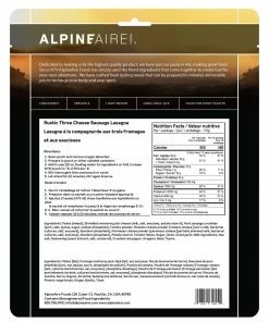 AlpineAire Rustic Three Cheese Sausage Lasagna Backpacking Meals
