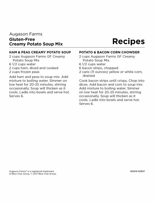 Augason Farms Creamy Potato Soup Mix Food & Food Storage 10 Augason Farms Creamy Potato Soup Mix Food & Food Storage