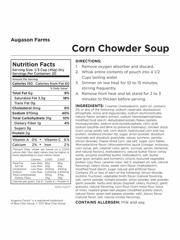 Food & Food Storage Augason Farms Corn Chowder Soup Super Can 4 Food & Food Storage Augason Farms Corn Chowder Soup Super Can