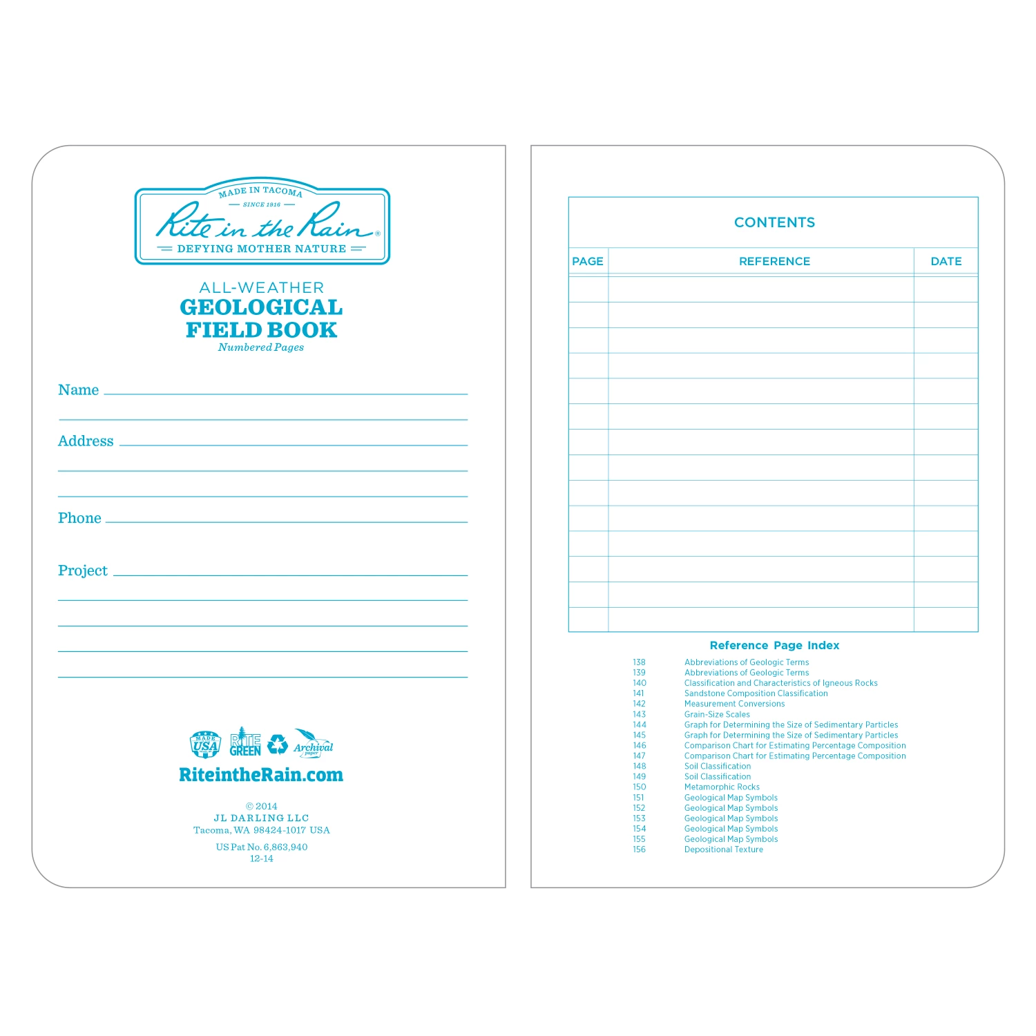 Rite In The Rain Weatherproof Hard Cover Notebook, 4.75 In. X 7.5 In. Geological Pattern Waterproof Notebooks 3 Rite In The Rain Weatherproof Hard Cover Notebook, 4.75 In. X 7.5 In. Geological Pattern Waterproof Notebooks