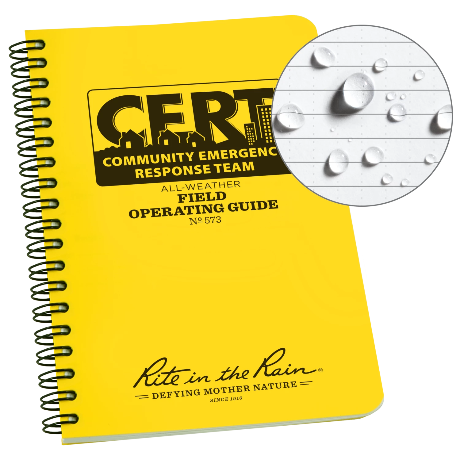 Rite In The Rain Weatherproof Side Spiral Notebook, 4.625 In. X 7 In. CERT Field Operator's Guide FOG Waterproof Notebooks 1 Rite In The Rain Weatherproof Side Spiral Notebook, 4.625 In. X 7 In. CERT Field Operator's Guide FOG Waterproof Notebooks