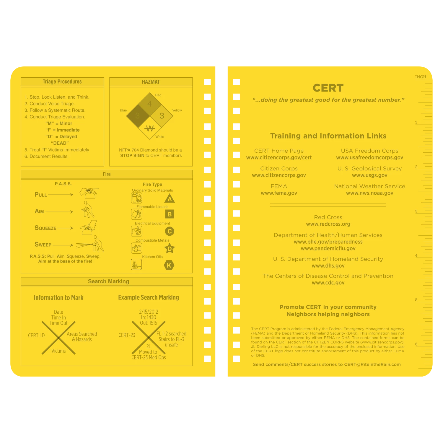 Rite In The Rain Weatherproof Side Spiral Notebook, 4.625 In. X 7 In. CERT Field Operator's Guide FOG Waterproof Notebooks 3 Rite In The Rain Weatherproof Side Spiral Notebook, 4.625 In. X 7 In. CERT Field Operator's Guide FOG Waterproof Notebooks