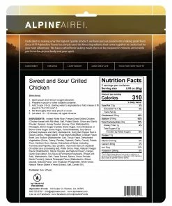 AlpineAire Sweet & Sour Grilled Chicken Backpacking Meals