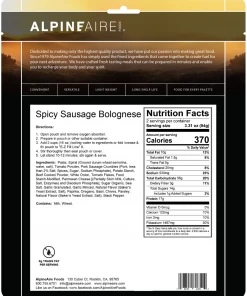 AlpineAire Spicy Sausage Bolognese