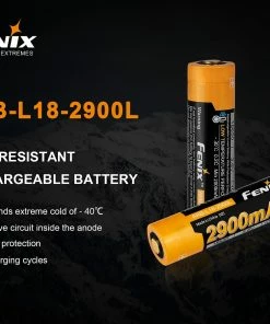 Fenix Lights FENIX ARB-L18 2900L COLD RESISTANT RECHARGEABLE 18650 BATTERY