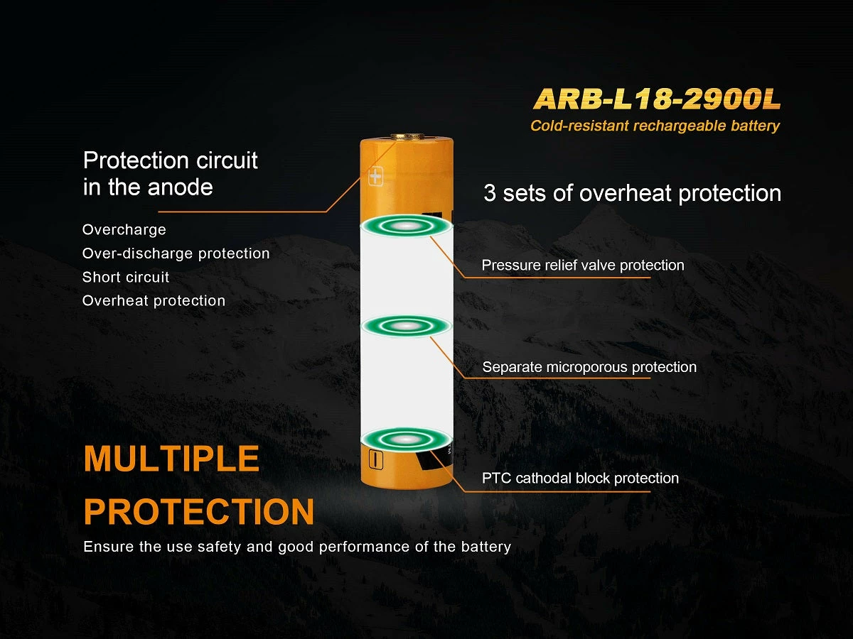 Fenix Lights FENIX ARB-L18 2900L COLD RESISTANT RECHARGEABLE 18650 BATTERY 5 Fenix Lights FENIX ARB-L18 2900L COLD RESISTANT RECHARGEABLE 18650 BATTERY