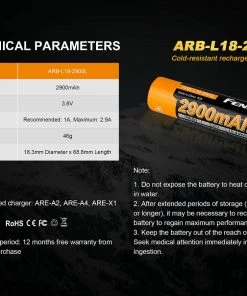 Fenix Lights FENIX ARB-L18 2900L COLD RESISTANT RECHARGEABLE 18650 BATTERY 17 Fenix Lights FENIX ARB-L18 2900L COLD RESISTANT RECHARGEABLE 18650 BATTERY