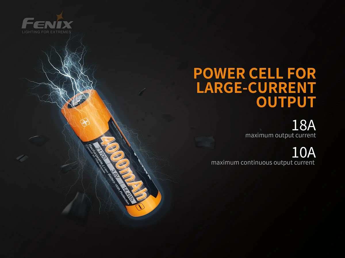 FENIX ARB-L21 4000P HIGH DRAW 21700 LI-ION RECHARGEABLE BATTERY Fenix Lights 3 FENIX ARB-L21 4000P HIGH DRAW 21700 LI-ION RECHARGEABLE BATTERY Fenix Lights