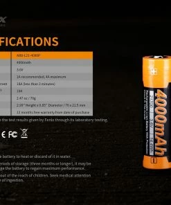 FENIX ARB-L21 4000P HIGH DRAW 21700 LI-ION RECHARGEABLE BATTERY Fenix Lights 15 FENIX ARB-L21 4000P HIGH DRAW 21700 LI-ION RECHARGEABLE BATTERY Fenix Lights