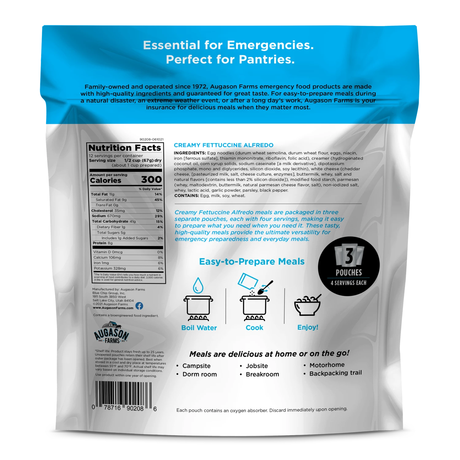 Augason Farms Fettuccini Alfredo Super Pouch 5 Augason Farms Fettuccini Alfredo Super Pouch