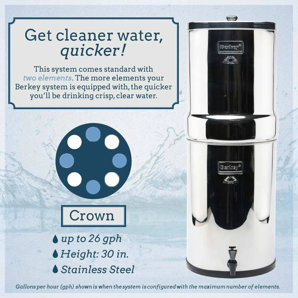 Crown Berkey Water Filter (6 Gal) With 4 Filters 2 Crown Berkey Water Filter (6 Gal) With 4 Filters