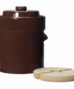Roots & Harvest Traditional Style Water-Seal Fermentation Crock Set With Lid & Weights