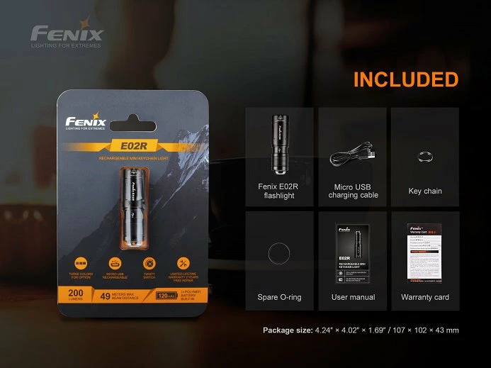 Fenix E02R Rechargeable 200 Lumen Keychain Light 12 Fenix E02R Rechargeable 200 Lumen Keychain Light