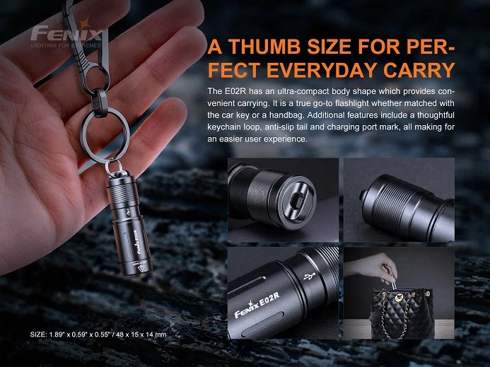 Fenix E02R Rechargeable 200 Lumen Keychain Light 8 Fenix E02R Rechargeable 200 Lumen Keychain Light