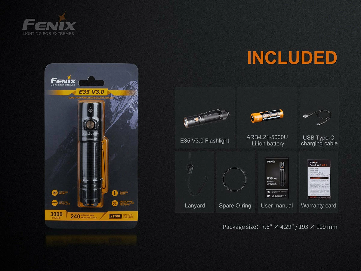Flashlights FENIX E35 V3.0 3000 LUMENS RECHARGEABLE FLASHLIGHT 15 Flashlights FENIX E35 V3.0 3000 LUMENS RECHARGEABLE FLASHLIGHT