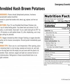 Emergency Essentials Hash Brown Potatoes - 879g Food & Food Storage