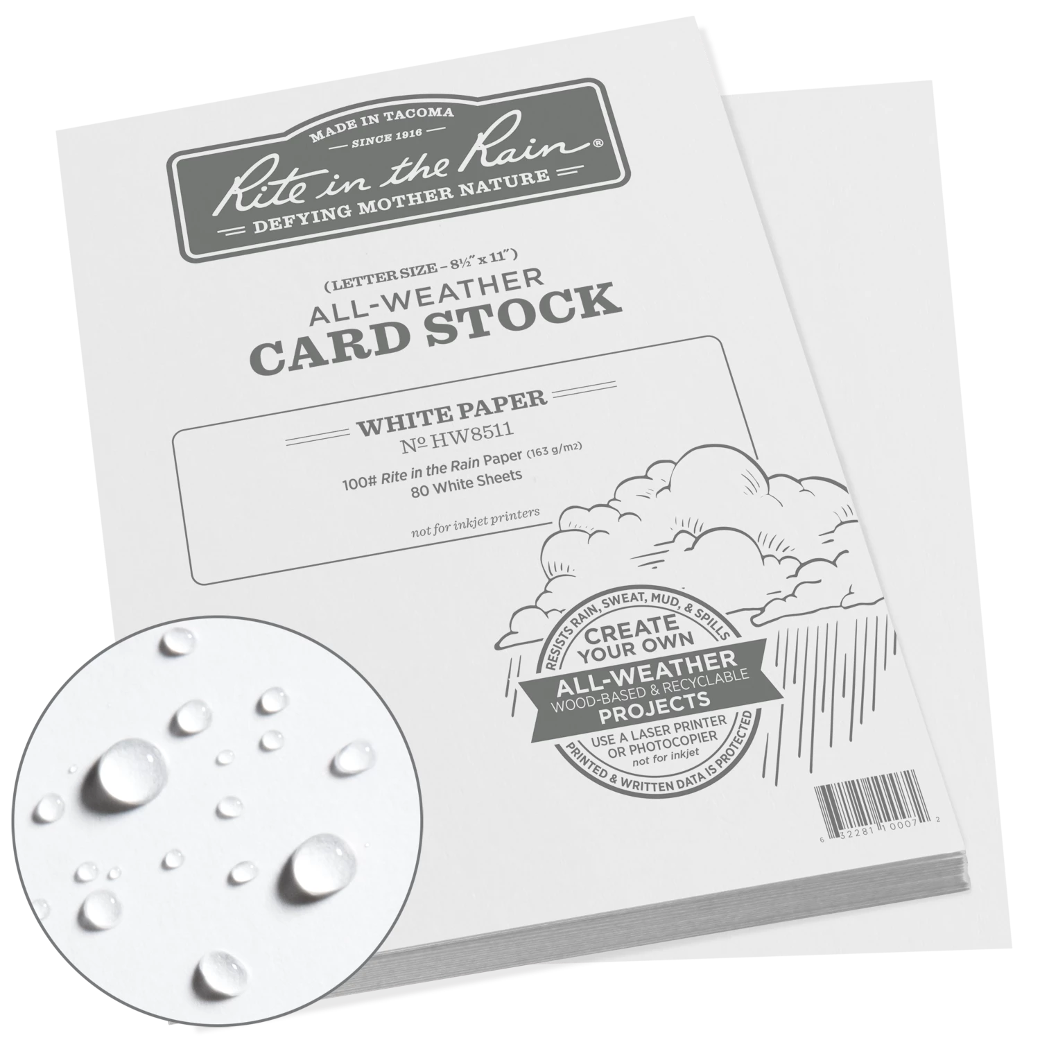 Rite In The Rain Weatherproof Card Stock, 8.5 In. X 11 In. Waterproof Notebooks 1 Rite In The Rain Weatherproof Card Stock, 8.5 In. X 11 In. Waterproof Notebooks