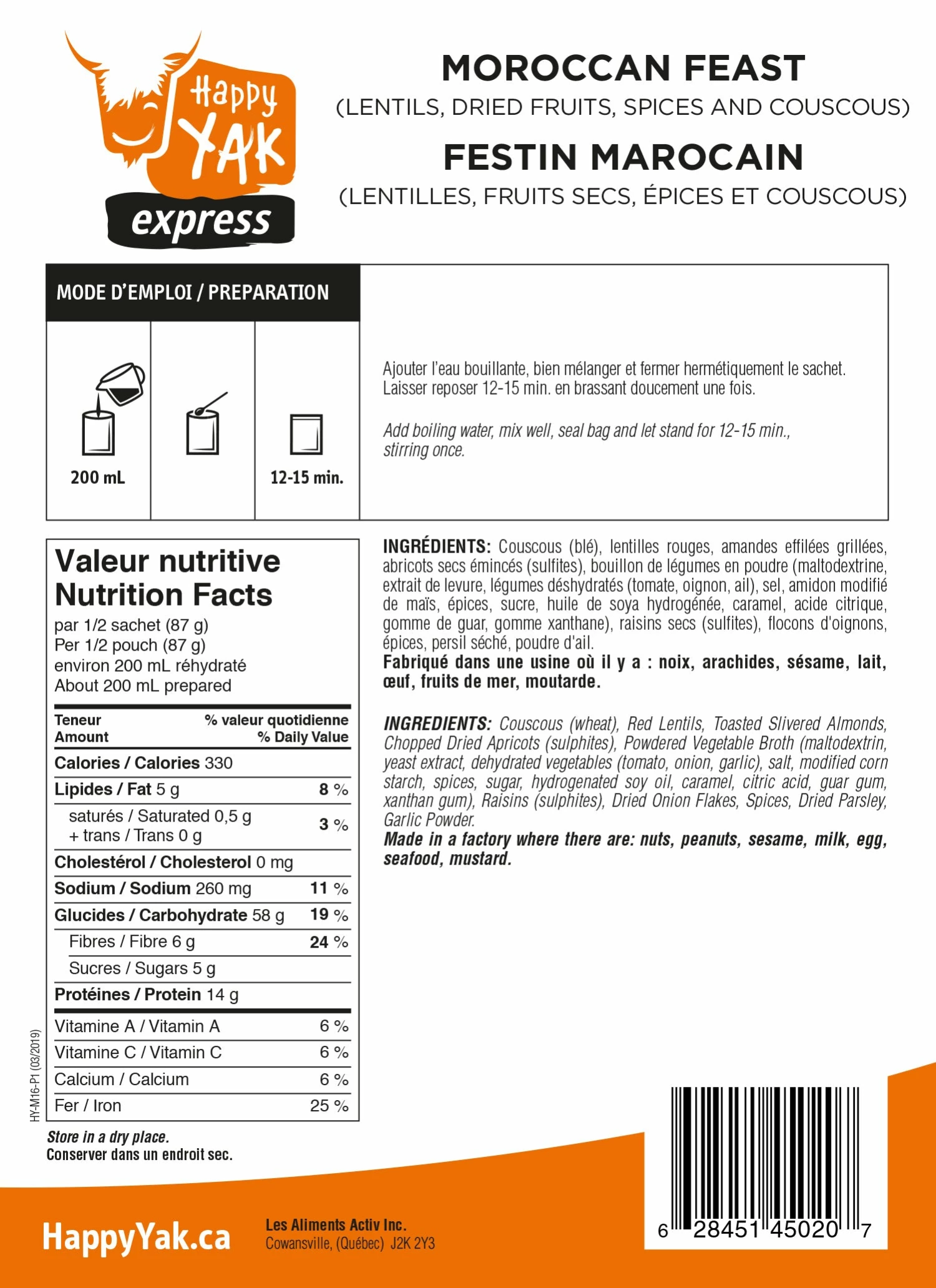 Food & Food Storage HAPPY YAK MOROCCAN FEAST 2 Food & Food Storage HAPPY YAK MOROCCAN FEAST