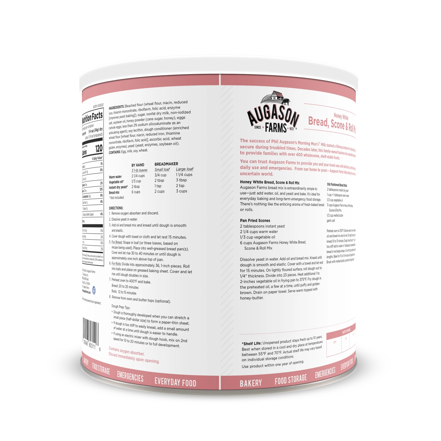 Augason Farms Honey White Bread, Scone & Roll Mix 2 Augason Farms Honey White Bread, Scone & Roll Mix