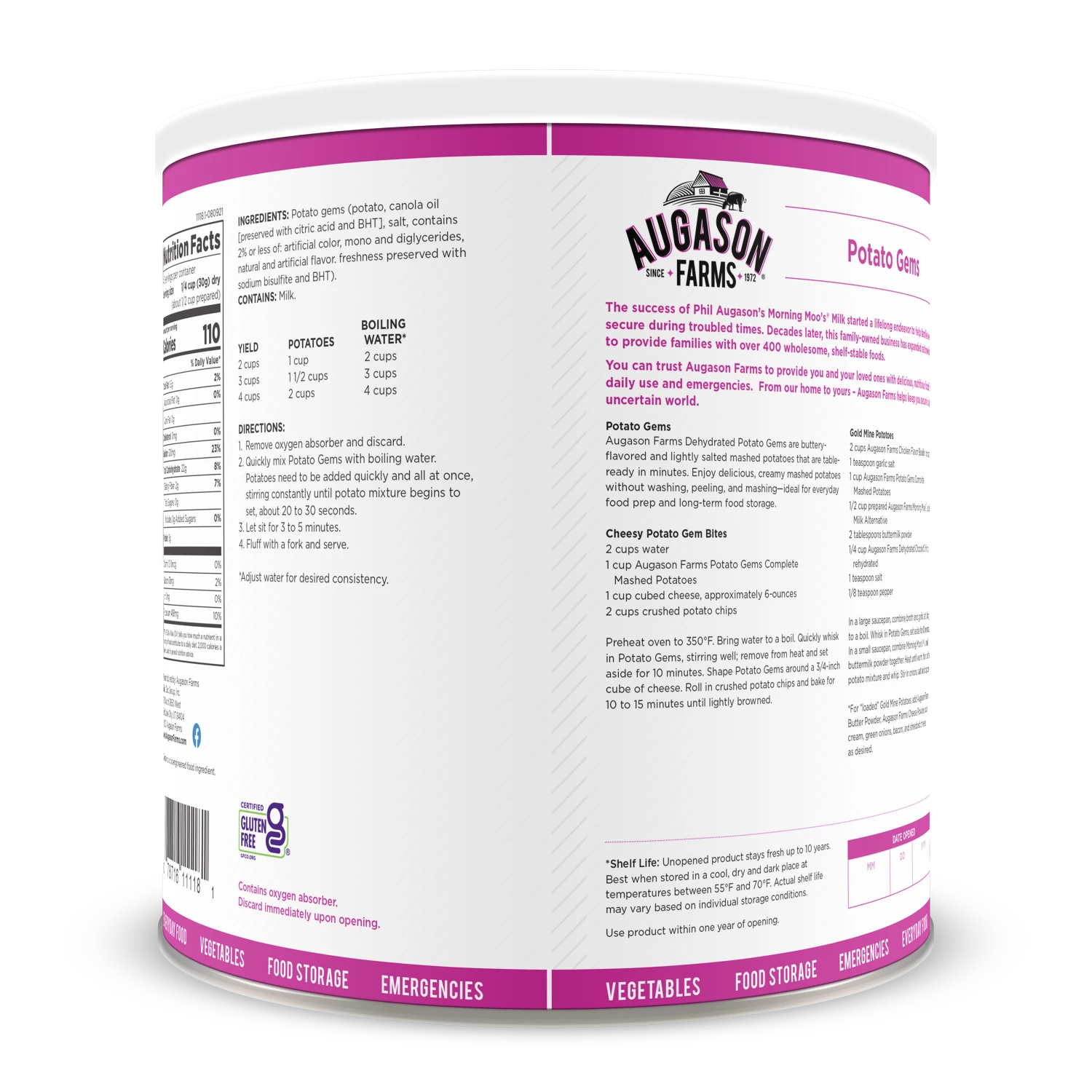 Augason Farms Potato Gems Mashed Potatoes 2 Augason Farms Potato Gems Mashed Potatoes