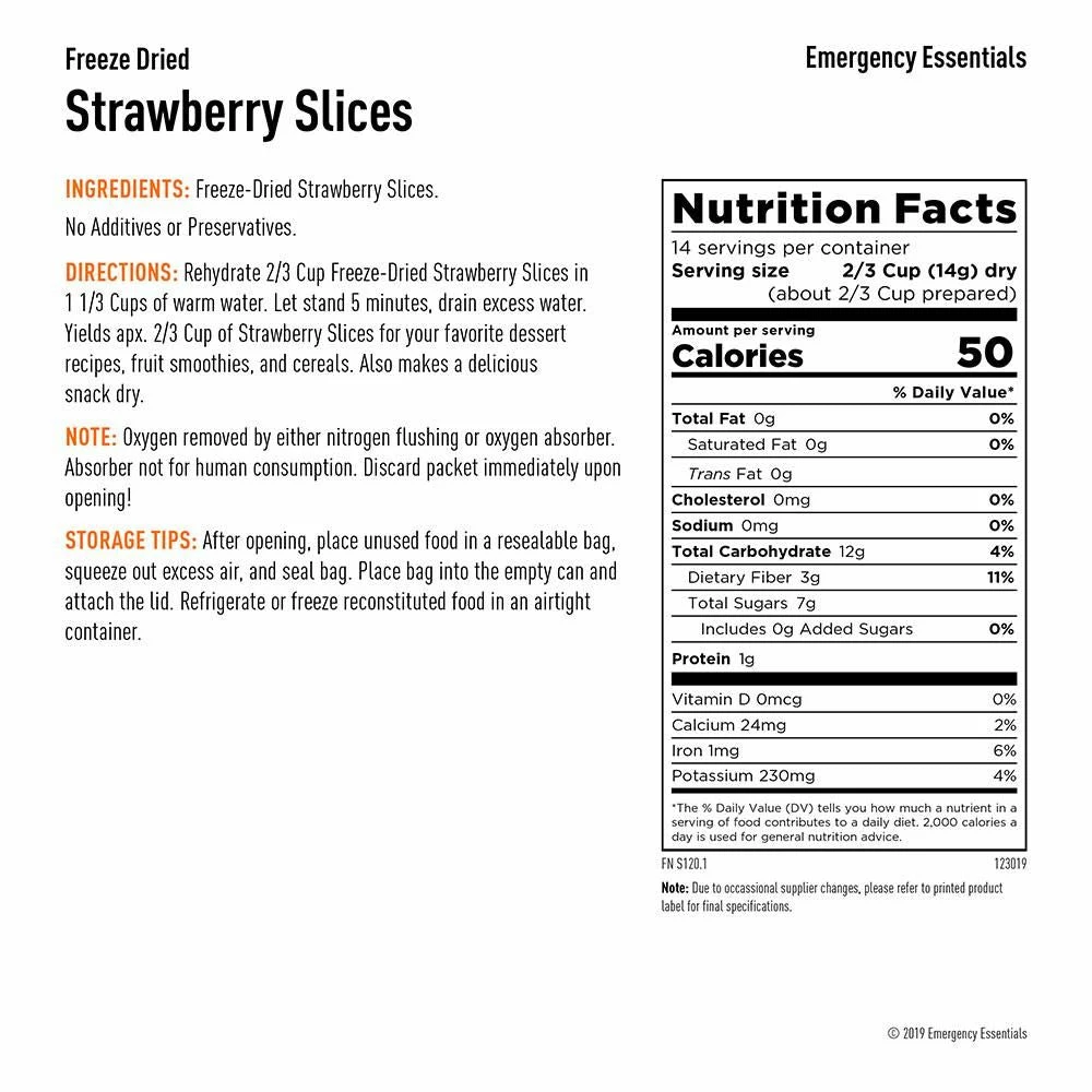 Emergency Essentials Freeze Dried Strawberry Slices Large Can Food & Food Storage 2 Emergency Essentials Freeze Dried Strawberry Slices Large Can Food & Food Storage