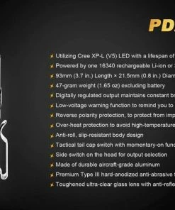 Fenix Pocket EDC 550 Lumens Flashlight PD25 + 700U Battery Flashlights