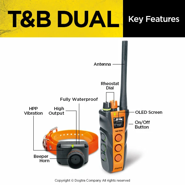 Dogs Dogtra T&B Dual 1-Dog Training And Beeper System 3 Dogs Dogtra T&B Dual 1-Dog Training And Beeper System