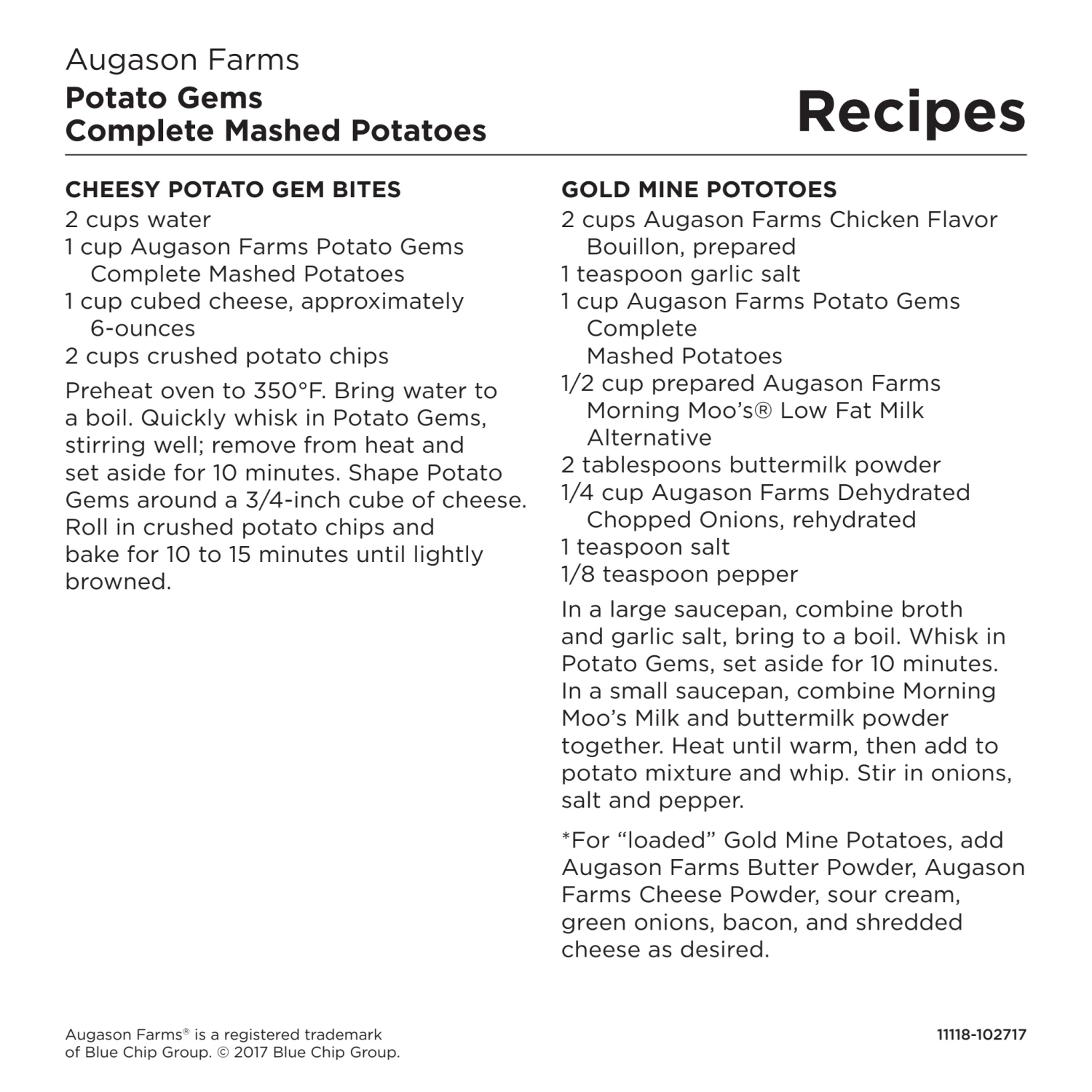 Augason Farms Potato Gems Mashed Potatoes 8 Augason Farms Potato Gems Mashed Potatoes