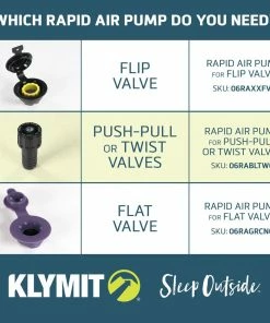 Klymit Rapid Air Pump For Push-Pull Valve Gear