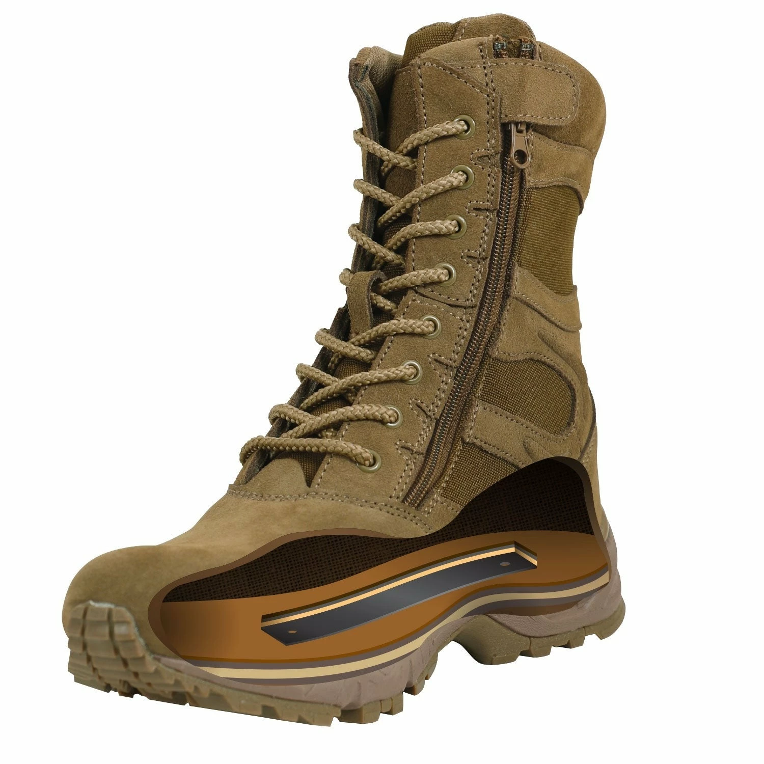 Rothco Forced Entry 8" Deployment Boots With Side Zipper - Coyote Brown 4 Rothco Forced Entry 8" Deployment Boots With Side Zipper - Coyote Brown