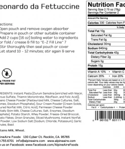 AlpineAire Leonardo Da Fettuccine Backpacking Meals