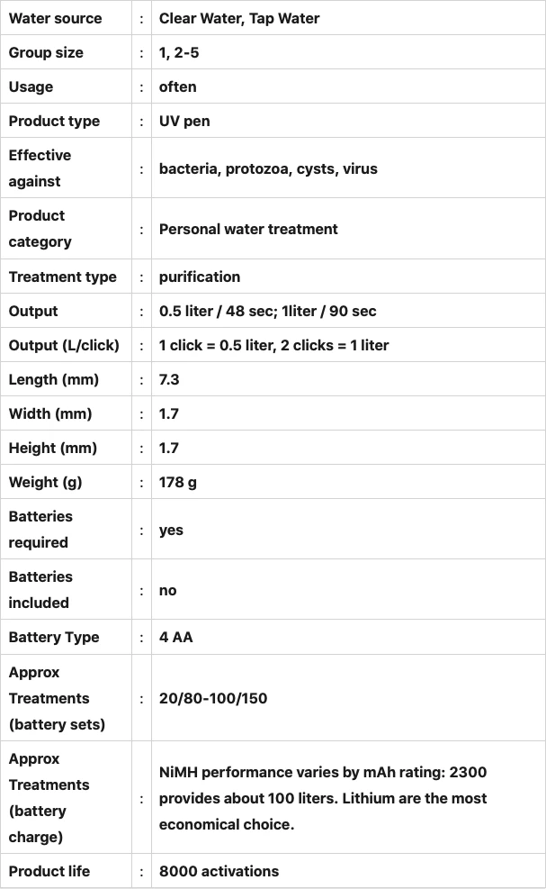 Steripen Classic™ 3 UV Water Purifier 3 Steripen Classic™ 3 UV Water Purifier