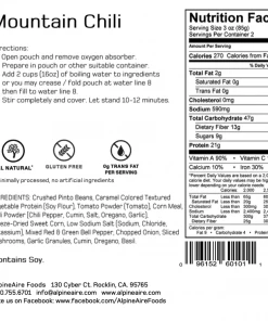 Backpacking Meals AlpineAire Mountain Chili Gluten-Free