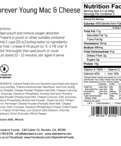 AlpineAire Forever Young Mac & Cheese Backpacking Meals