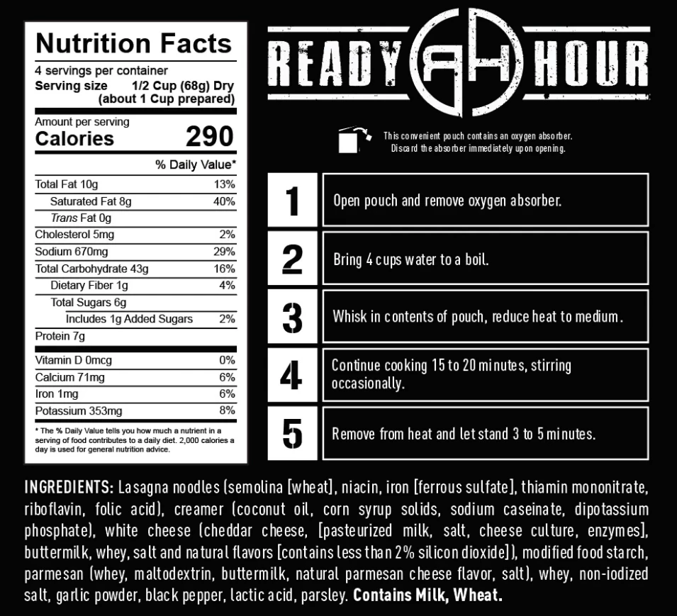 Entrees Ready Hour Fettuccine Alfredo Case Pack 4 Entrees Ready Hour Fettuccine Alfredo Case Pack