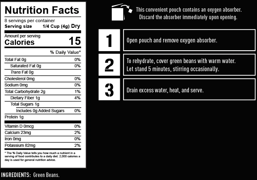 Vegetables Ready Hour Freeze-Dried Green Beans Case 3 Vegetables Ready Hour Freeze-Dried Green Beans Case