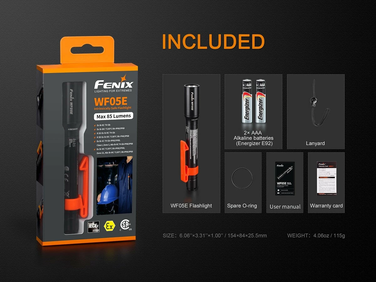 Flashlights FENIX WF05E 85 LUMENS INTRINSICALLY SAFE FLASHLIGHT 2 Flashlights FENIX WF05E 85 LUMENS INTRINSICALLY SAFE FLASHLIGHT