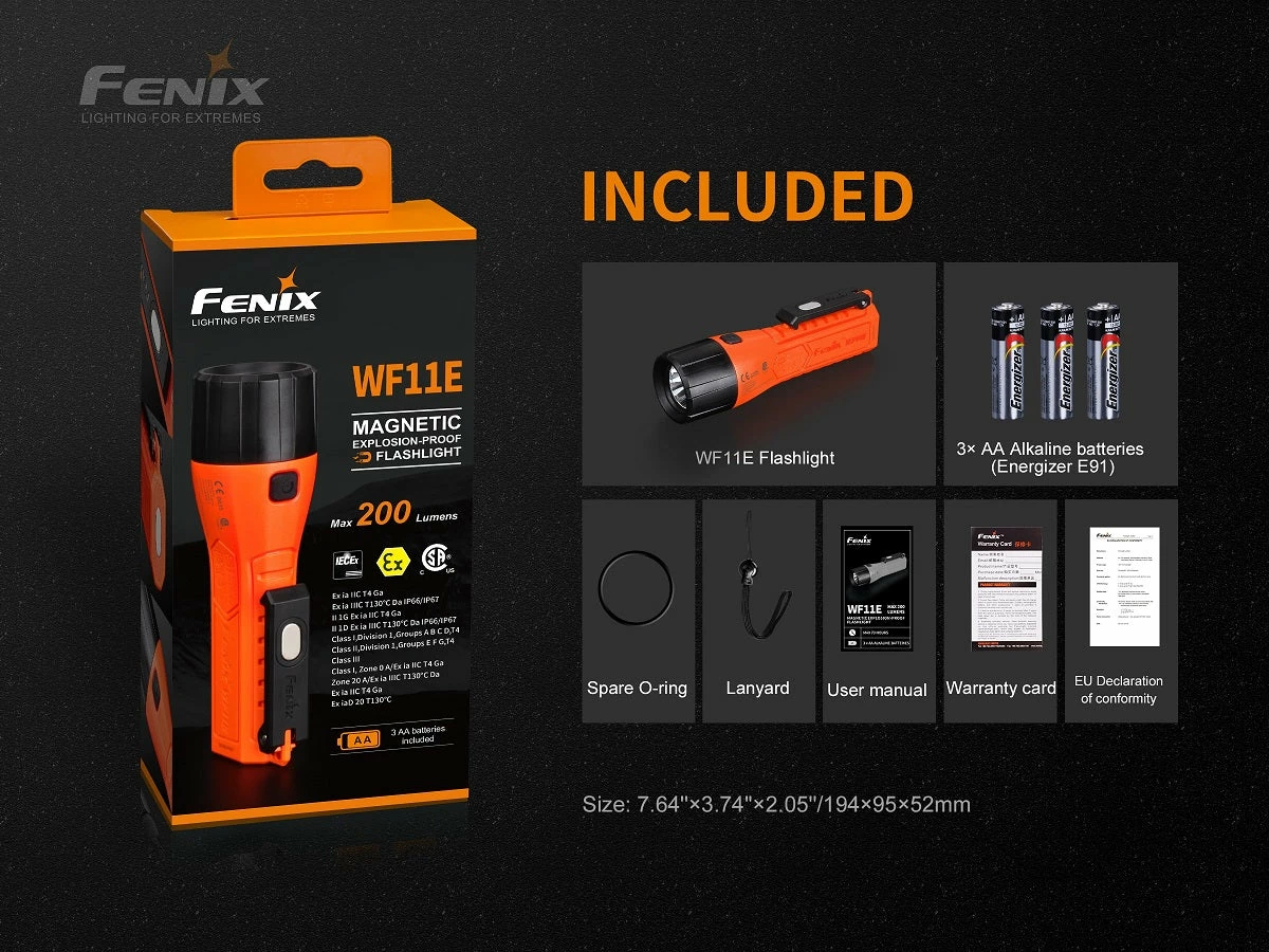 FENIX WF11E 200 LUMENS INTRINSICALLY SAFE FLASHLIGHT 2 FENIX WF11E 200 LUMENS INTRINSICALLY SAFE FLASHLIGHT