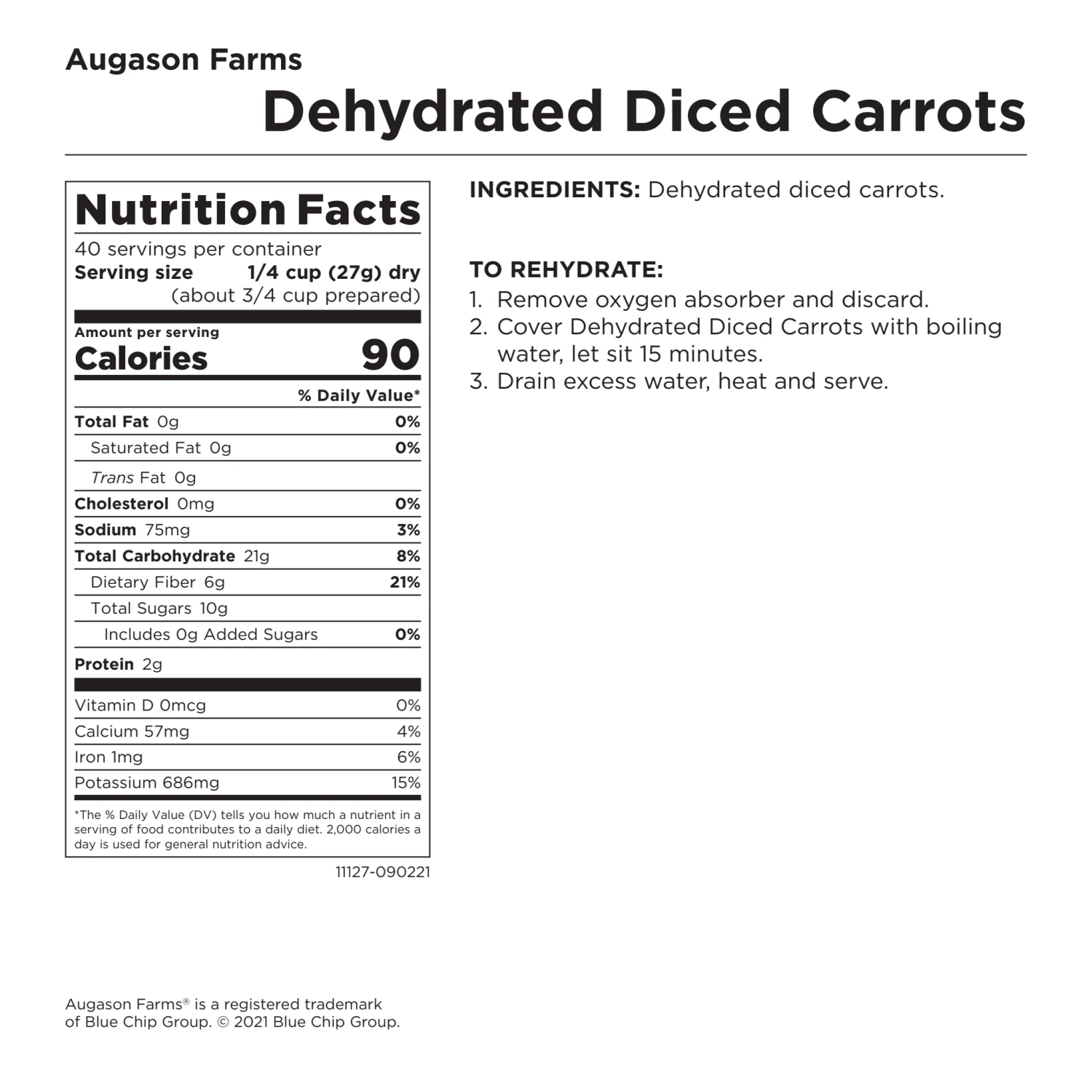 Augason Farms Dehydrated Diced Carrots Food & Food Storage 9 Augason Farms Dehydrated Diced Carrots Food & Food Storage