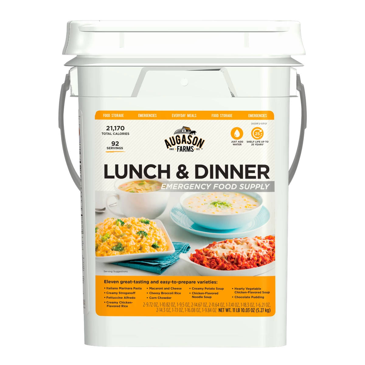 Augason Farms Emergency Food Supply Lunch & Dinner Pail 1 Augason Farms Emergency Food Supply Lunch & Dinner Pail