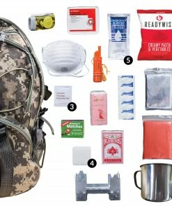 ReadyWise 64 Piece Survival Backpack- Camo Food & Food Storage