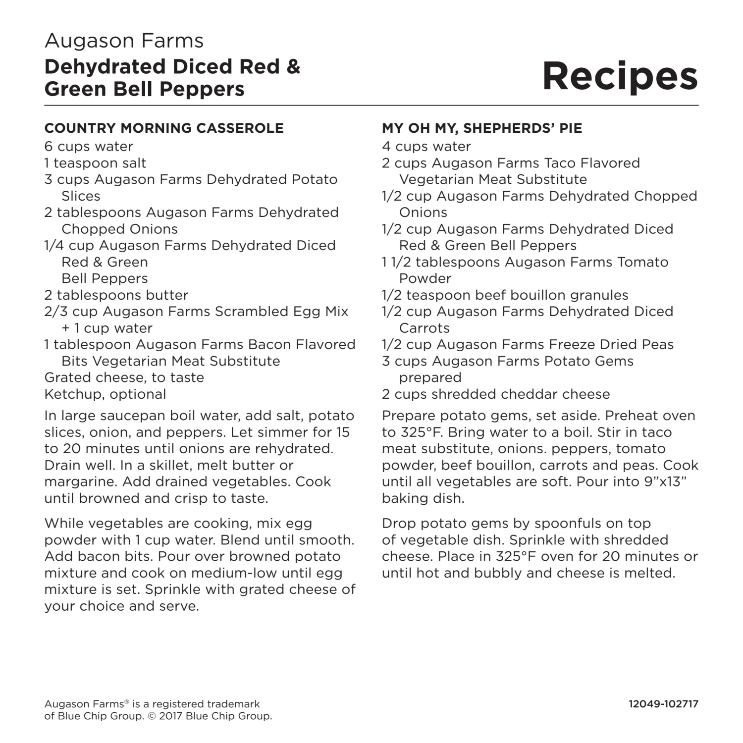 Augason Farms Dehydrated Diced Red & Green Bell Peppers 9 Augason Farms Dehydrated Diced Red & Green Bell Peppers