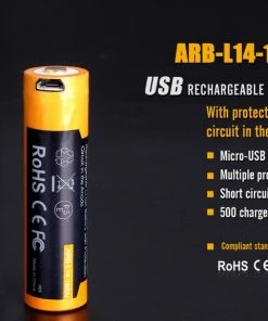 Fenix Lights Fenix ARB-L14 1600U 14500 1.5V Li-ion Build-In USB Charging Port Rechargeable Battery