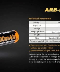 FENIX ARB-L18 2600 18650 LI-ION RECHARGEABLE BATTERY